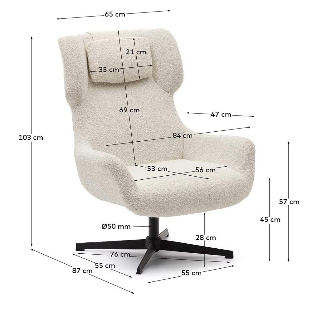 Boucle Polstersessel mit Drehgestell - Cacillo