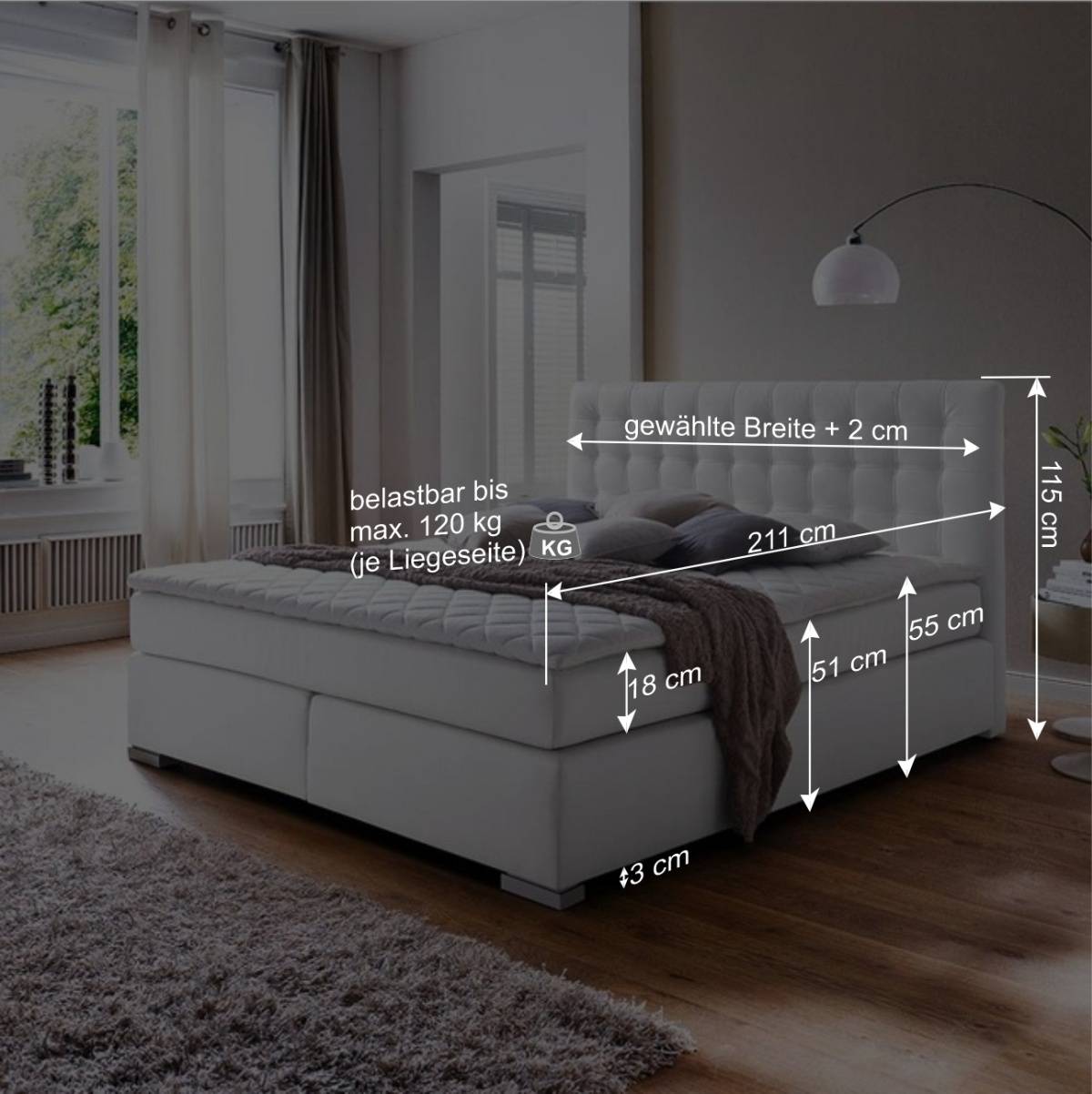 Boxspringbett Scijara in Schlammfarben Kunstleder