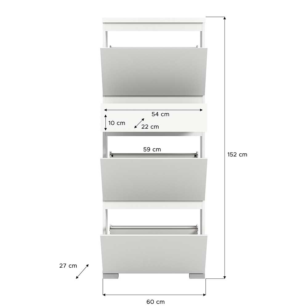 Schuhkipper Schrank in Weiß und Dunkelgrau - Suad