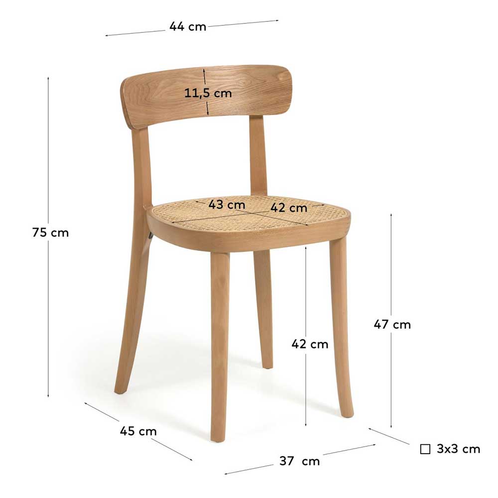 Holzstuhl mit Wiener Geflecht Sitz - Wheel (2er Set)