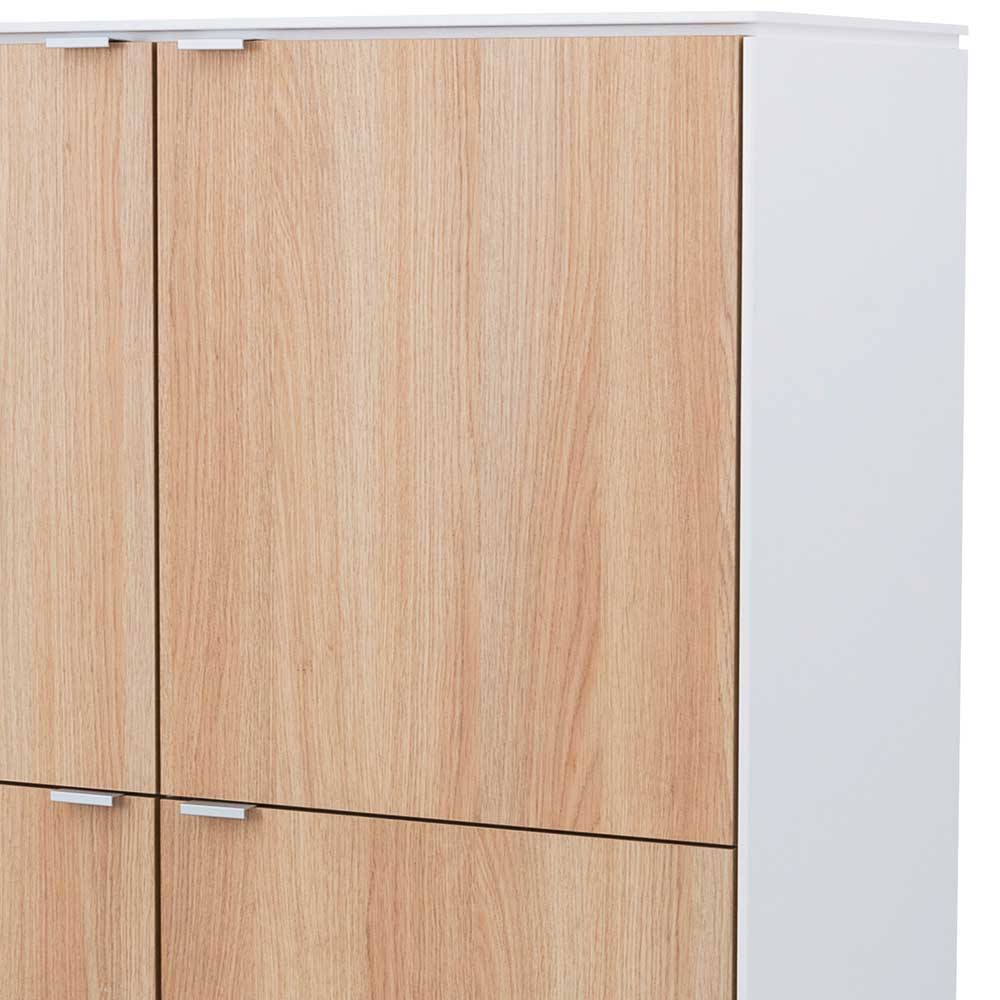 Wohnzimmer Highboard in Eiche & Weiß - Lysdanu