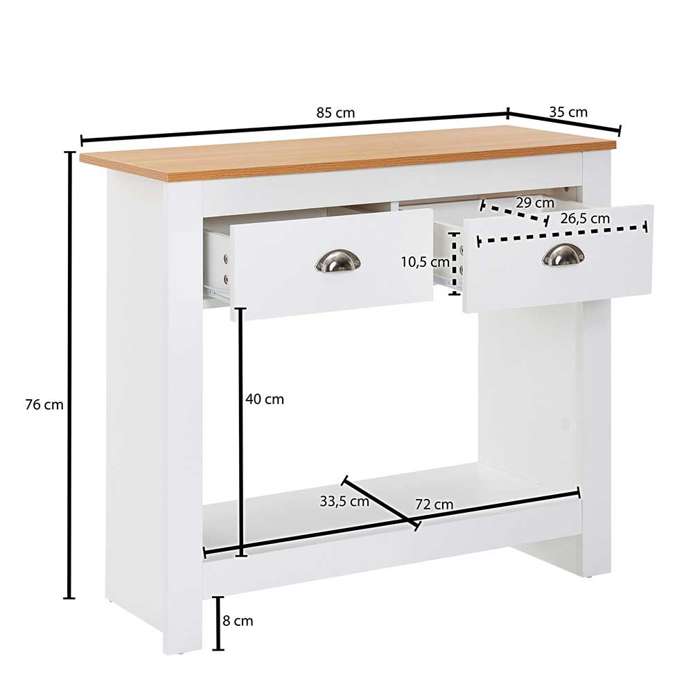 Modern Country Konsolentisch mit Schubladen - Intora