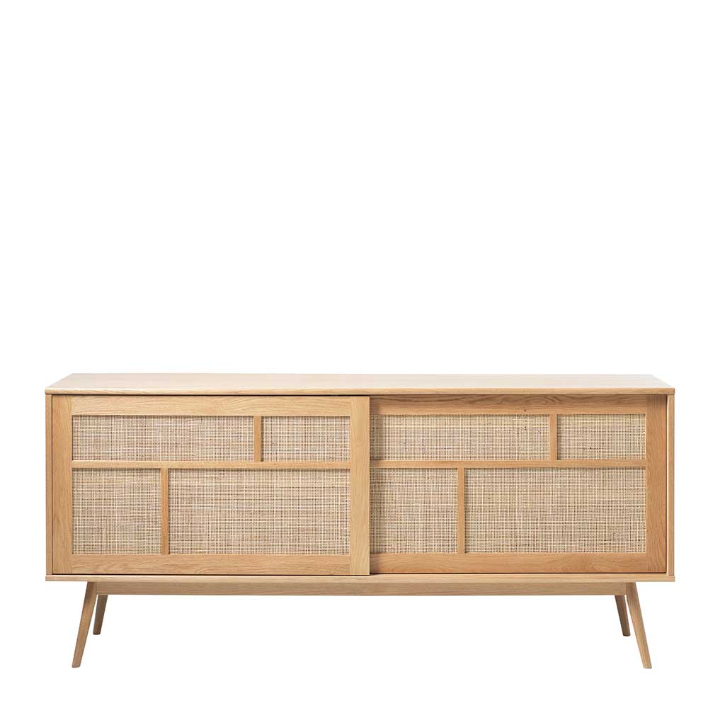 Sideboard mit Schiebetüren Rattan Geflecht Front - Saltenas