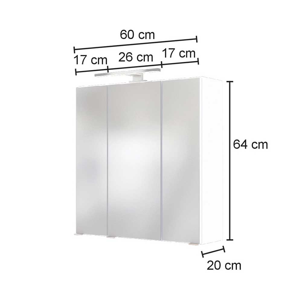 Weißer Spiegelschrank in 60 & 80 & 100 cm - Asticla