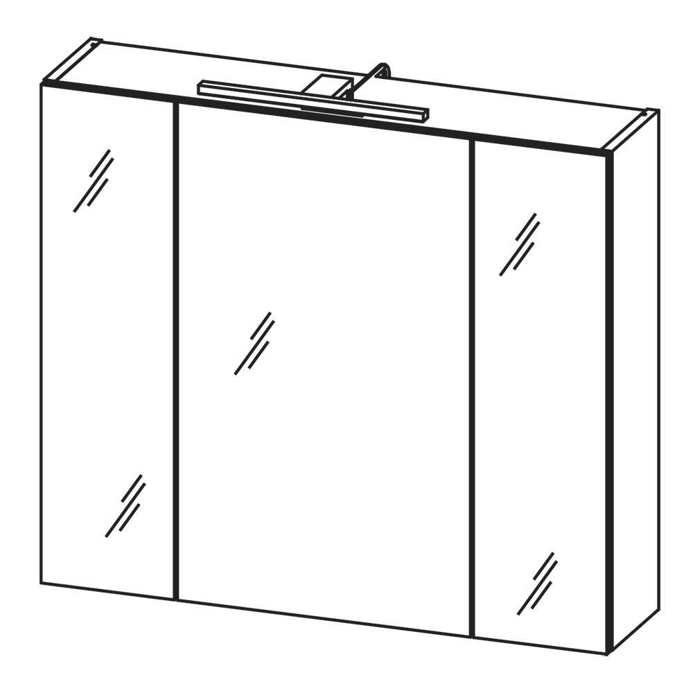 Bad Spiegelschrank mit Aufsatzleuchte in Hellgrau - Dolida