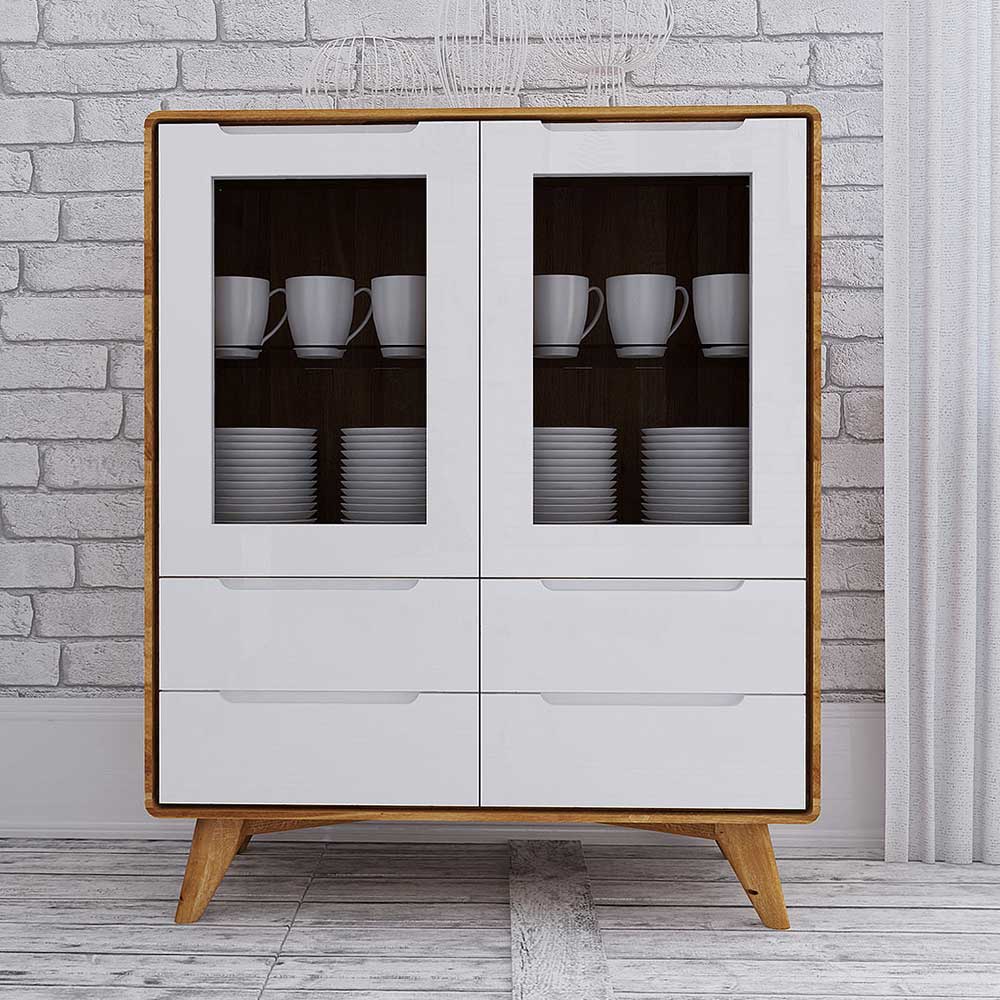 90x109x40 Highboard mit Glas Türen & 4 Schubladen - Diesta