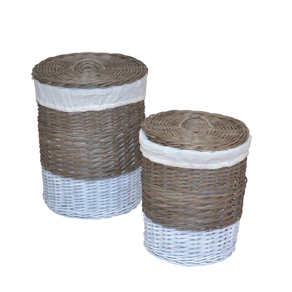 Rattan Wäschekörbe Praseida in Grau (2er Set)