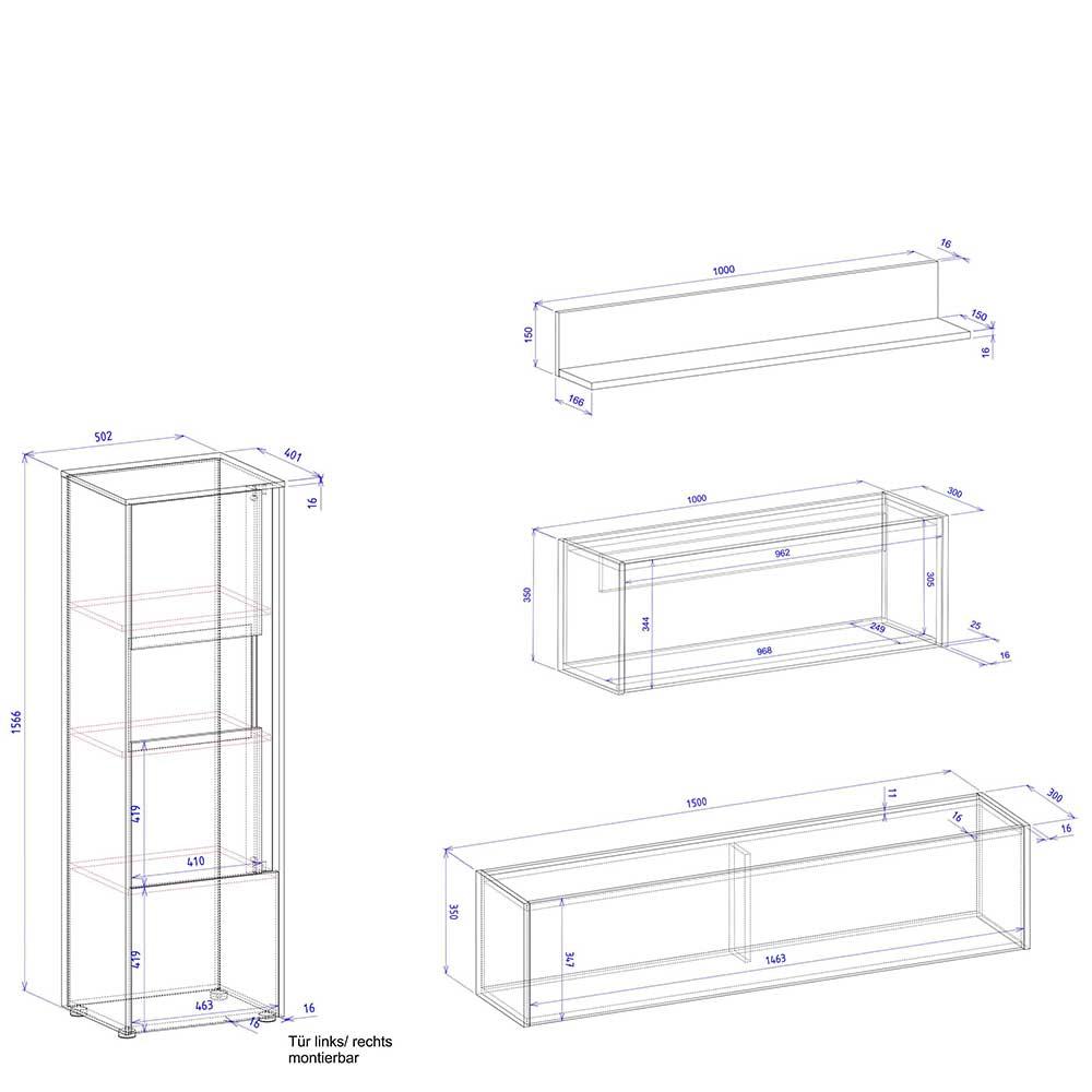 Design Wohnzimmer Möbel-Kombination - Nonessia (fünfteilig)