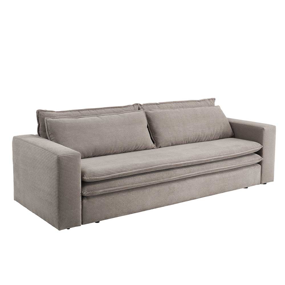 Dreisitzer Bettsofa in Hellbraun Cord - Anyna