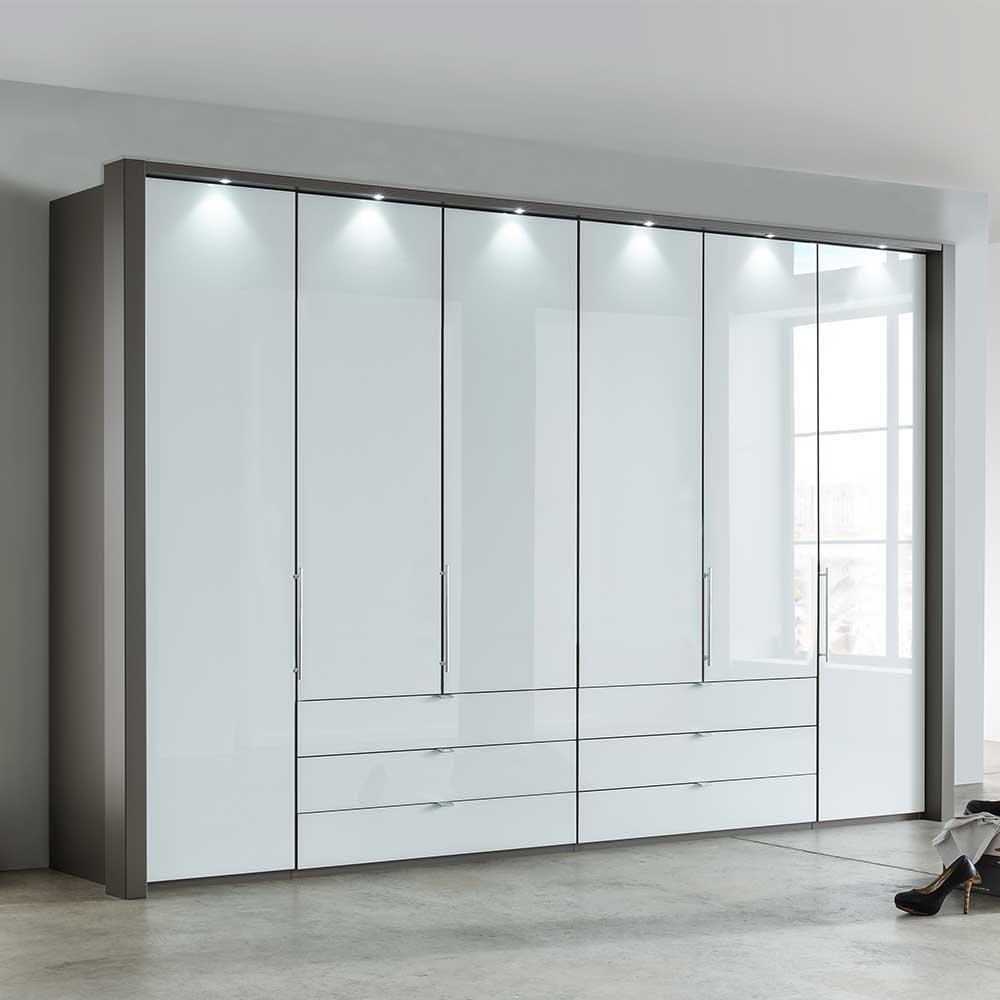 Moderner Kleiderschrank mit Glas Front Weiß - Vilana