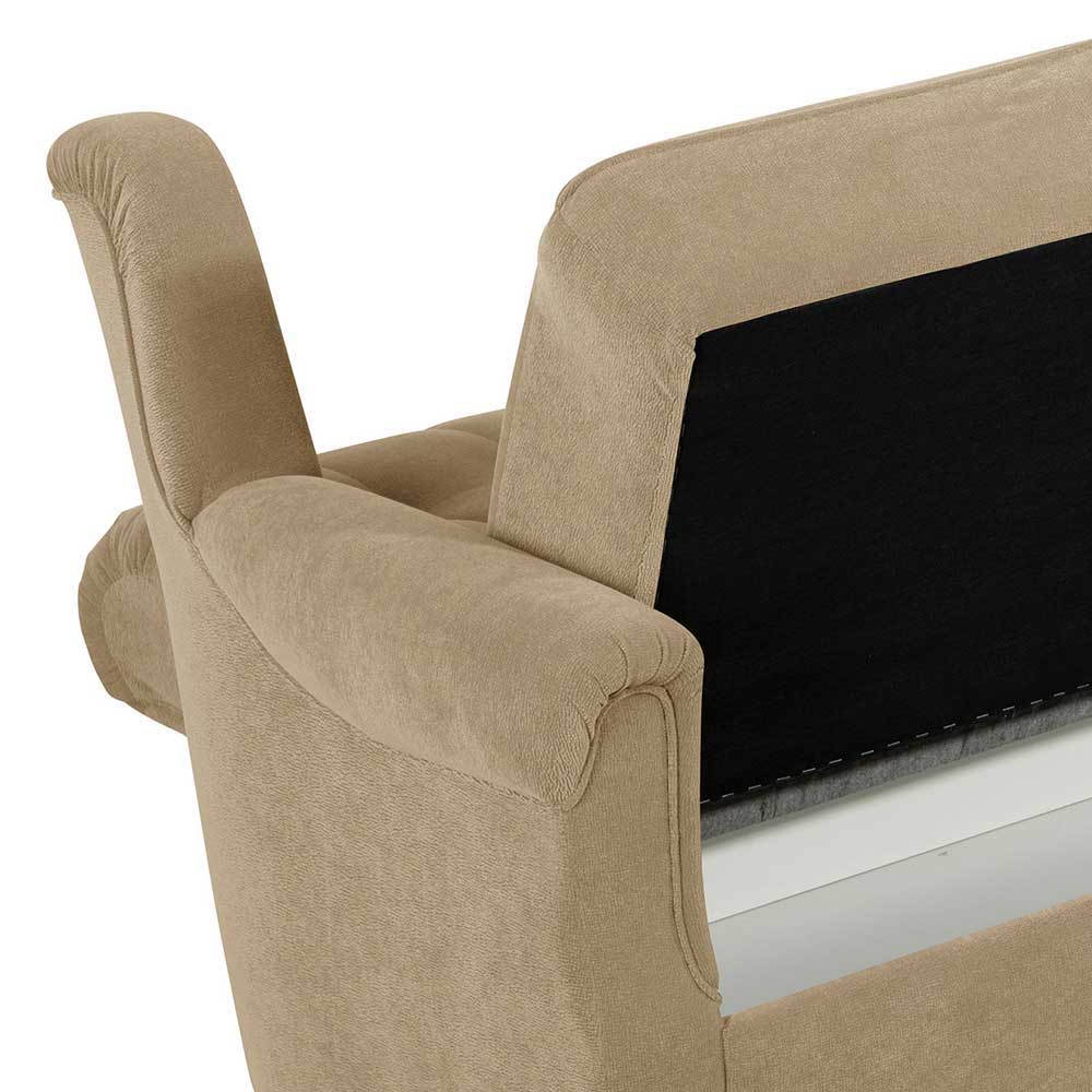 Klappcouch aus Flockstoff in Beige - Mabu