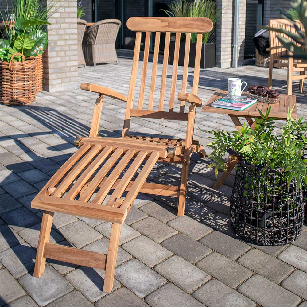 Massivholz Outdoor Deckchair aus Teak - Zavamanco