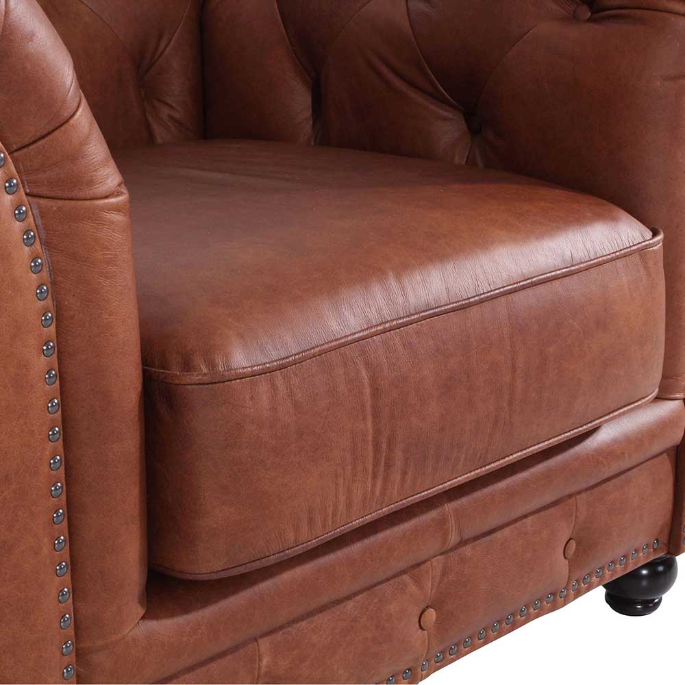 Chesterfield Ledersessel in Cognac Braun - Ultima