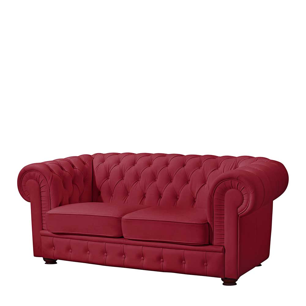 Rotes Ledersofa im Chesterfield Design - Geoloro