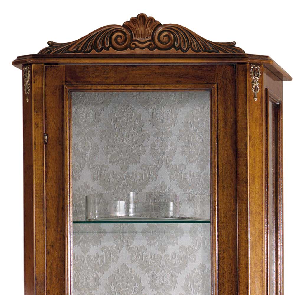 58x184x35 Italienische Vitrine in Nussbaum - Carlenna