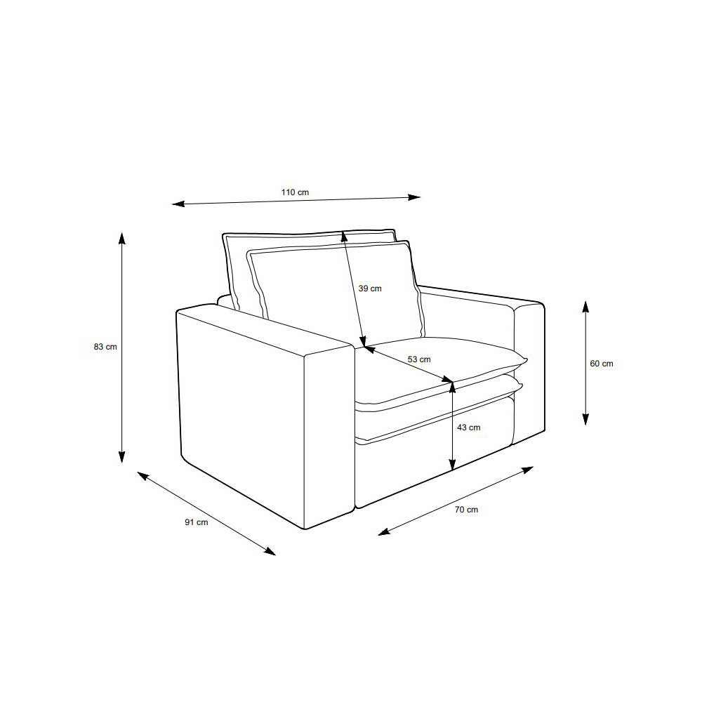 Sessel mit Hocker im Set - Anyna (zweiteilig)