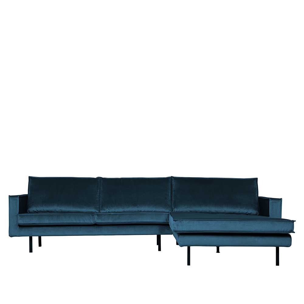 Wohnlandschaft L Sofa in Blau Samt - Cumagon