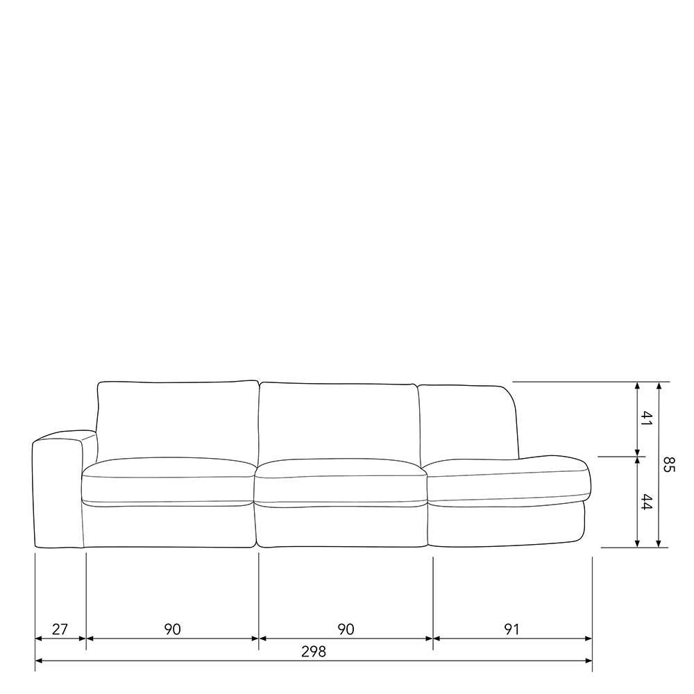 Couch mit Armlehne links in Rosa - Draschna