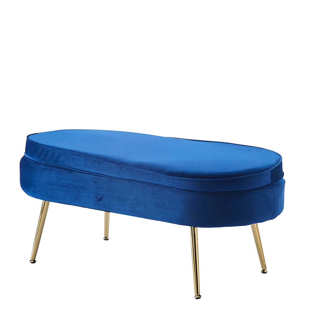 Design Polsterbank in Blau Samt & Gold Metall - Dotagon