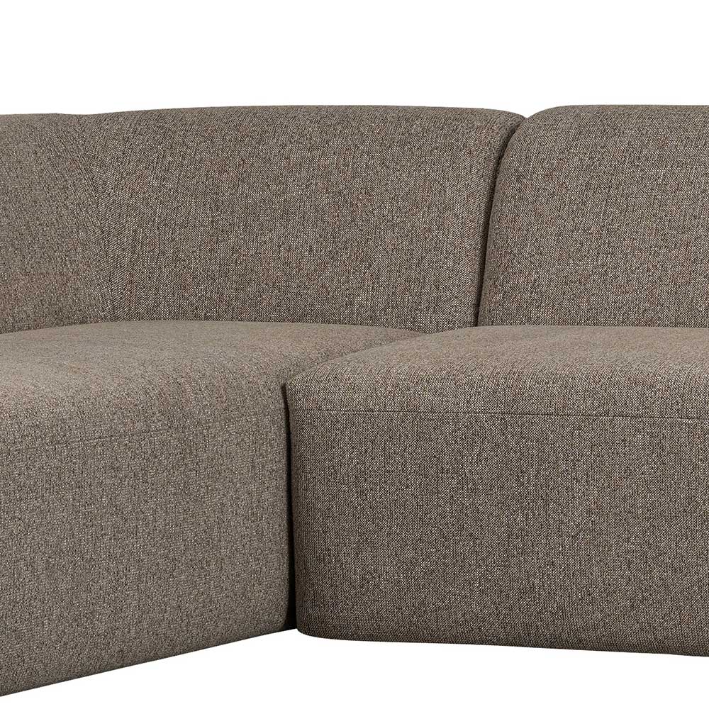 Ecksofa in Hellbraun Chenille Bezug - Acira