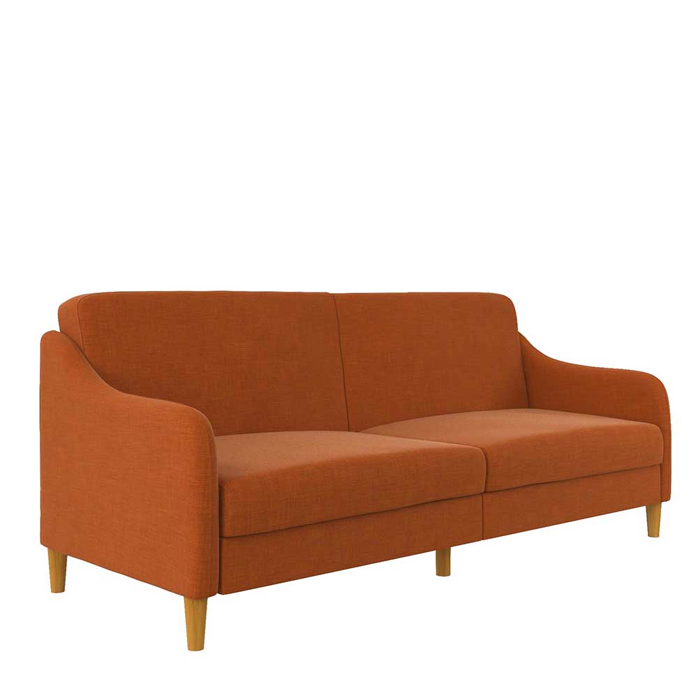 Klappcouch in Orange und Holz Natur - Sipano