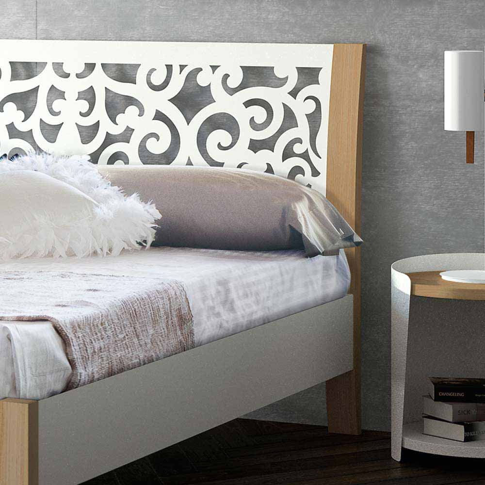 Designerbett Briola in Weiß Metall