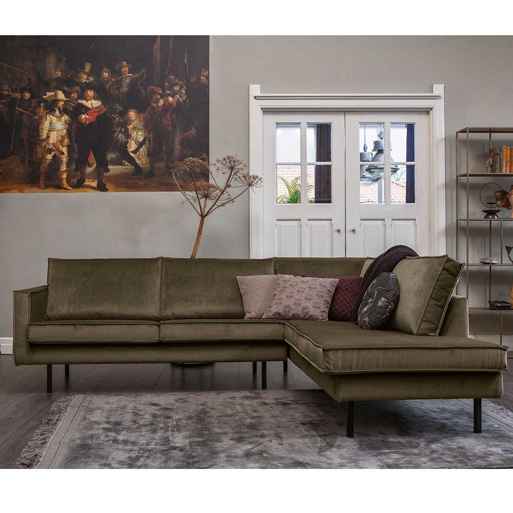 L-Form Wohnzimmer Sofa in Taupe Samt - Museo