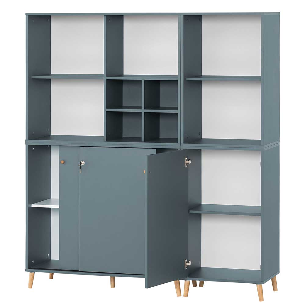 Eleganter Office Schrank in Petrol Blau - Baiamare