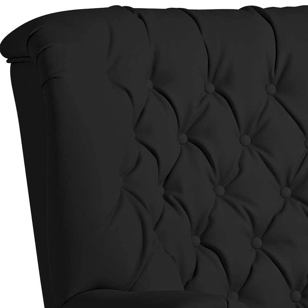 Chesterfield Polstersessel in Schwarz Kunstleder - Centurion