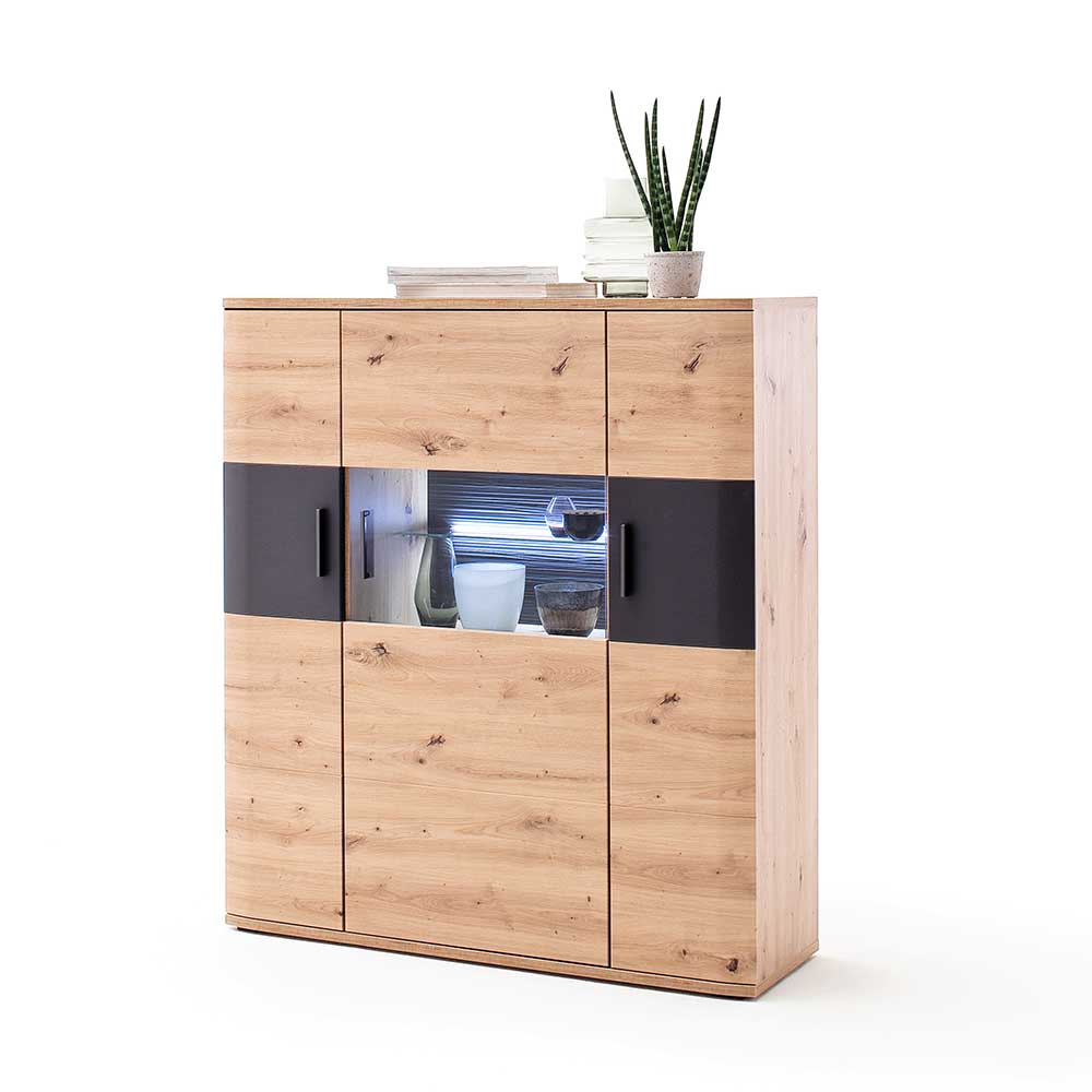 120x134x37 cm Highboard mit drei Türen - Vecenda