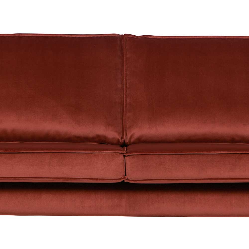 Retro Design 2er Couch in Rotbraun Samt - Enzing