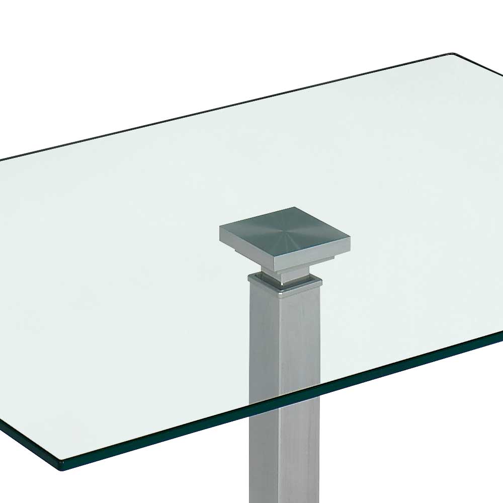 Eleganter Glas Couchtisch auf Säulengestell - Ballardo