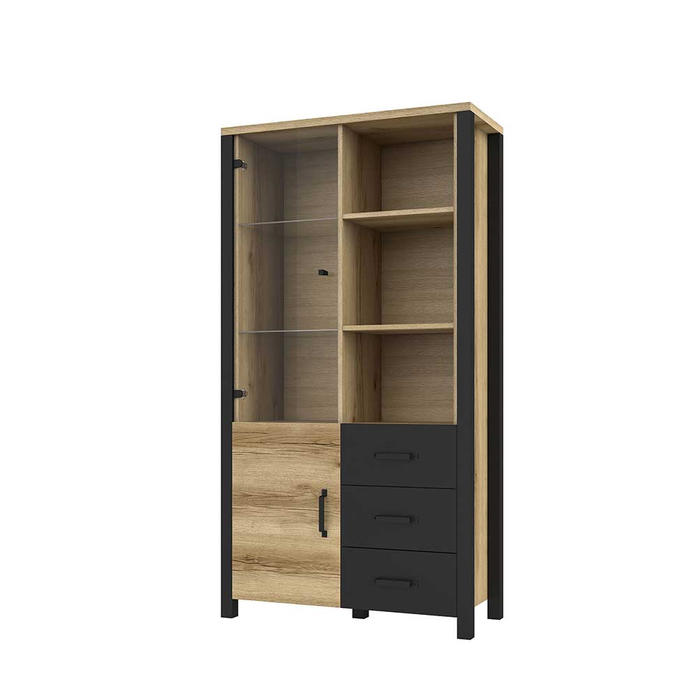 101x191x43 Vitrine Wohnzimmerschrank mit Glastür - Kanellas