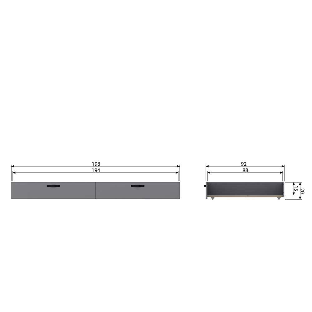 90x200 Holzbett in Grau aus Kiefer - Firgetta