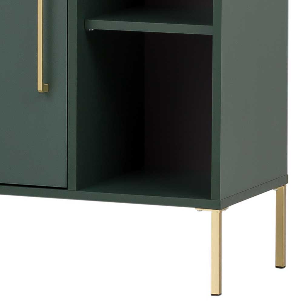 67x184x33 Bad Hochschrank in Dunkelgrün & Gold - Aqua