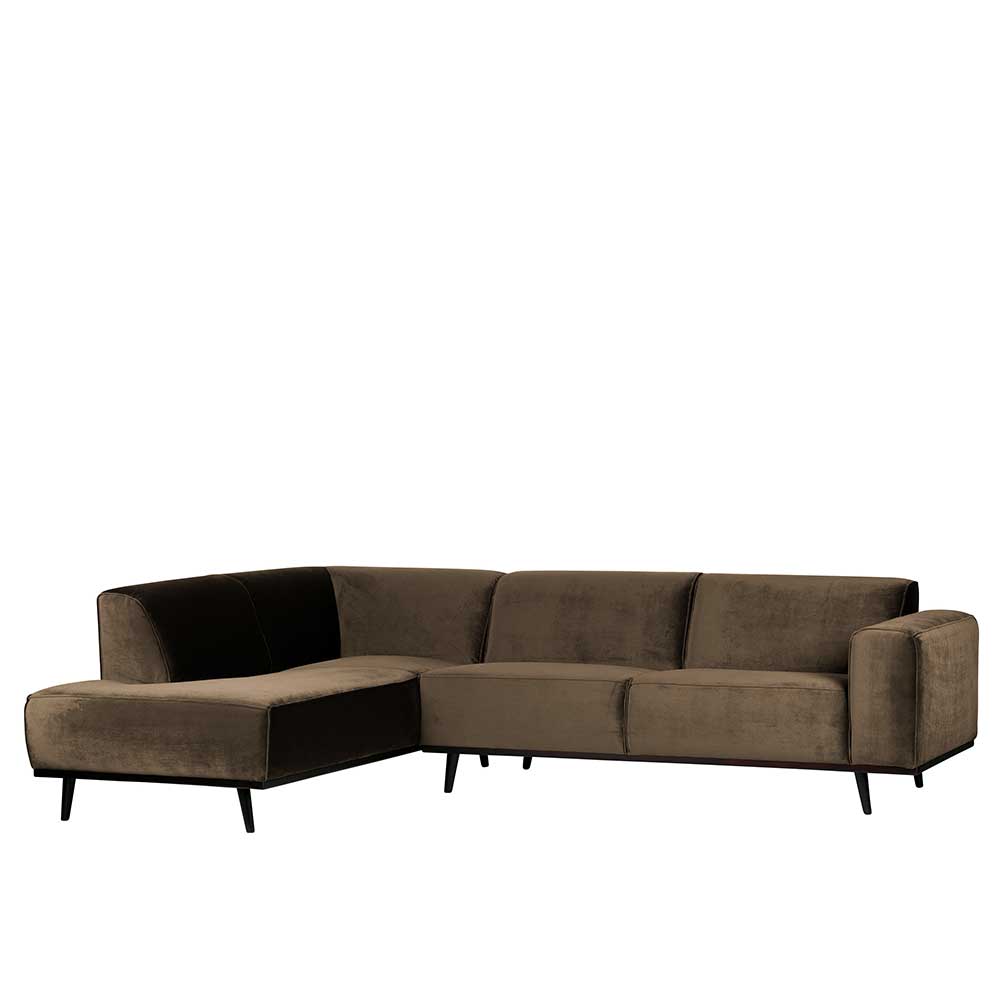 Samt Sofa Eckgarnitur in Taupe - Matca