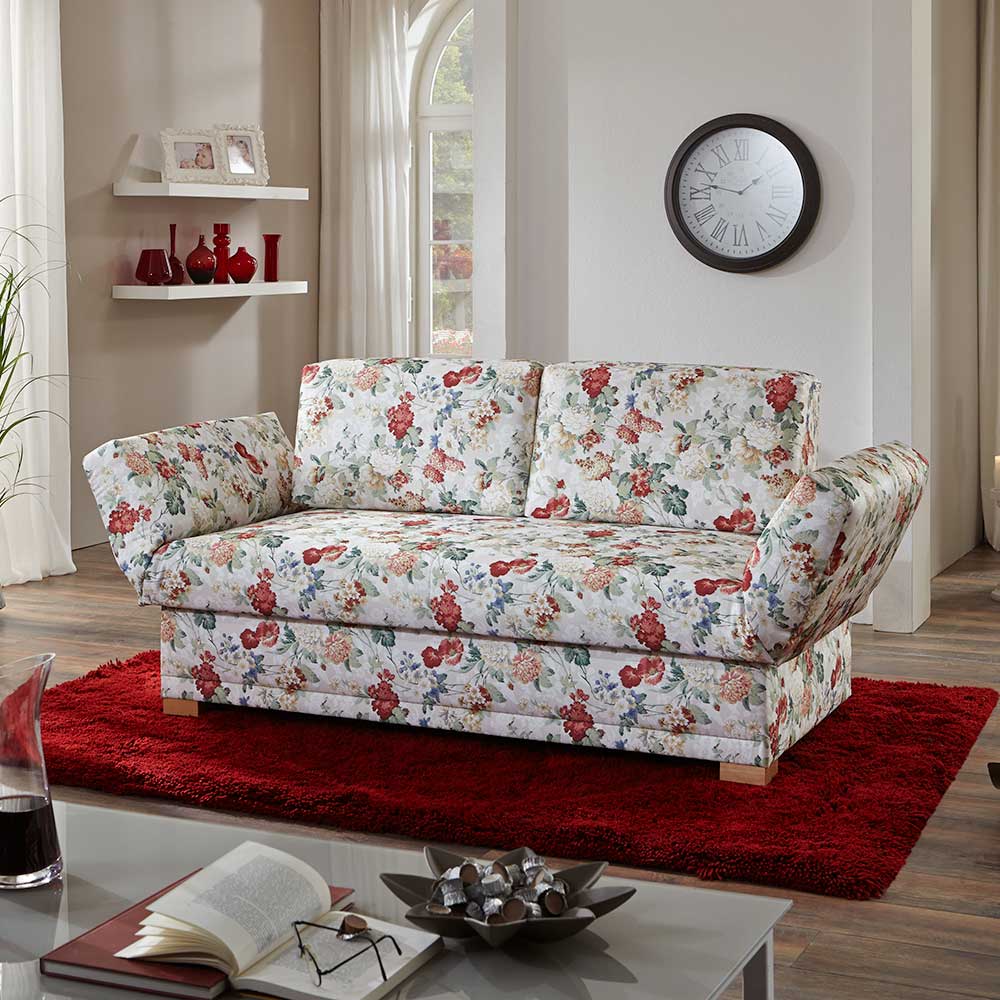 176x84x86 Landhaus Schlafsofa mit Blumen - Daniele