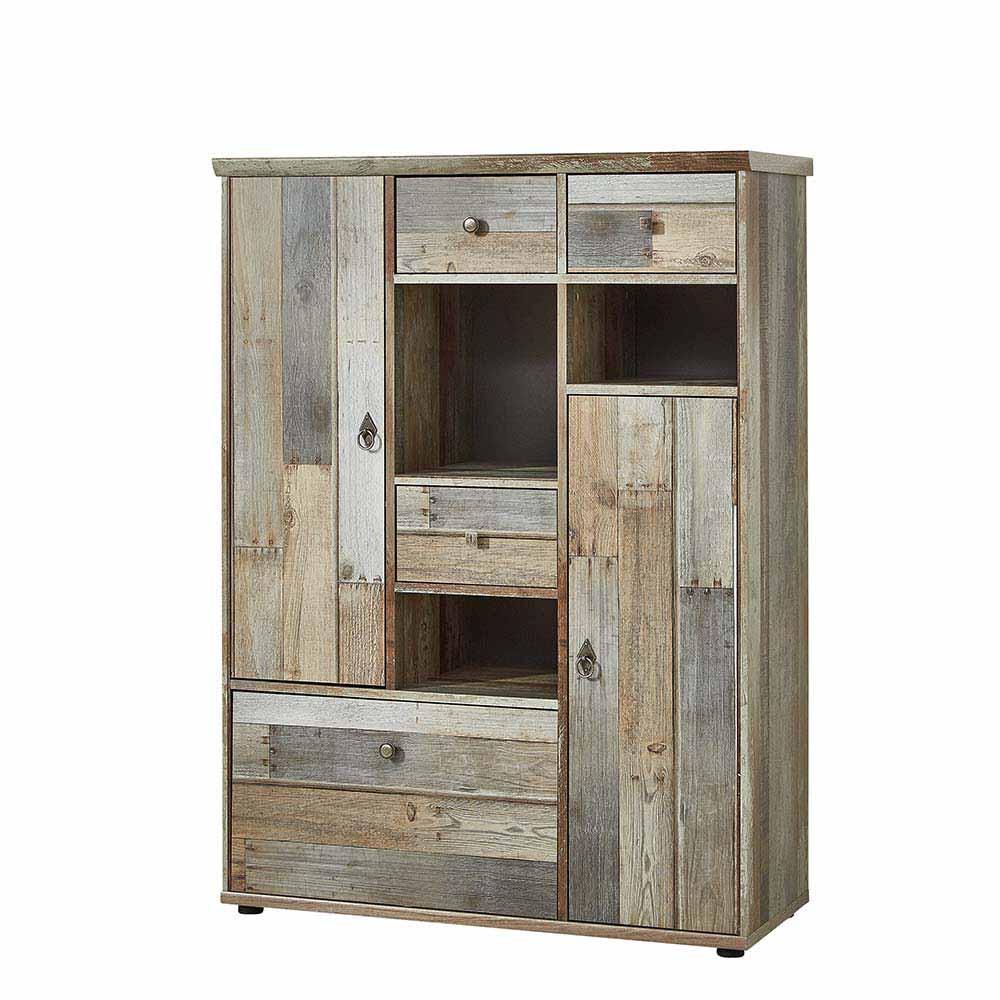 Shabby Chic Highboard Curacon im Treibholz Dekor