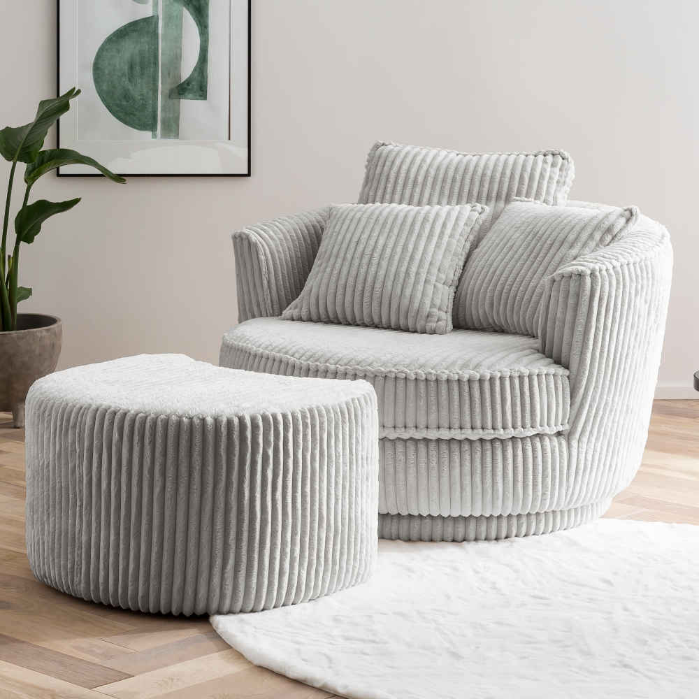 XL Drehsessel mit Hocker Set - Iliana (zweiteilig)