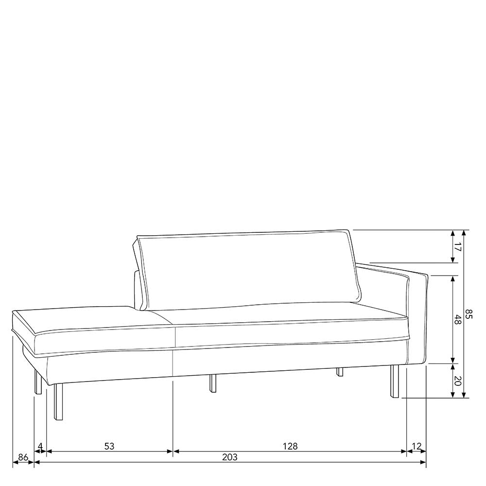 Samt Recamiere 3-Sitzer in Taupe Museo im Retro Design