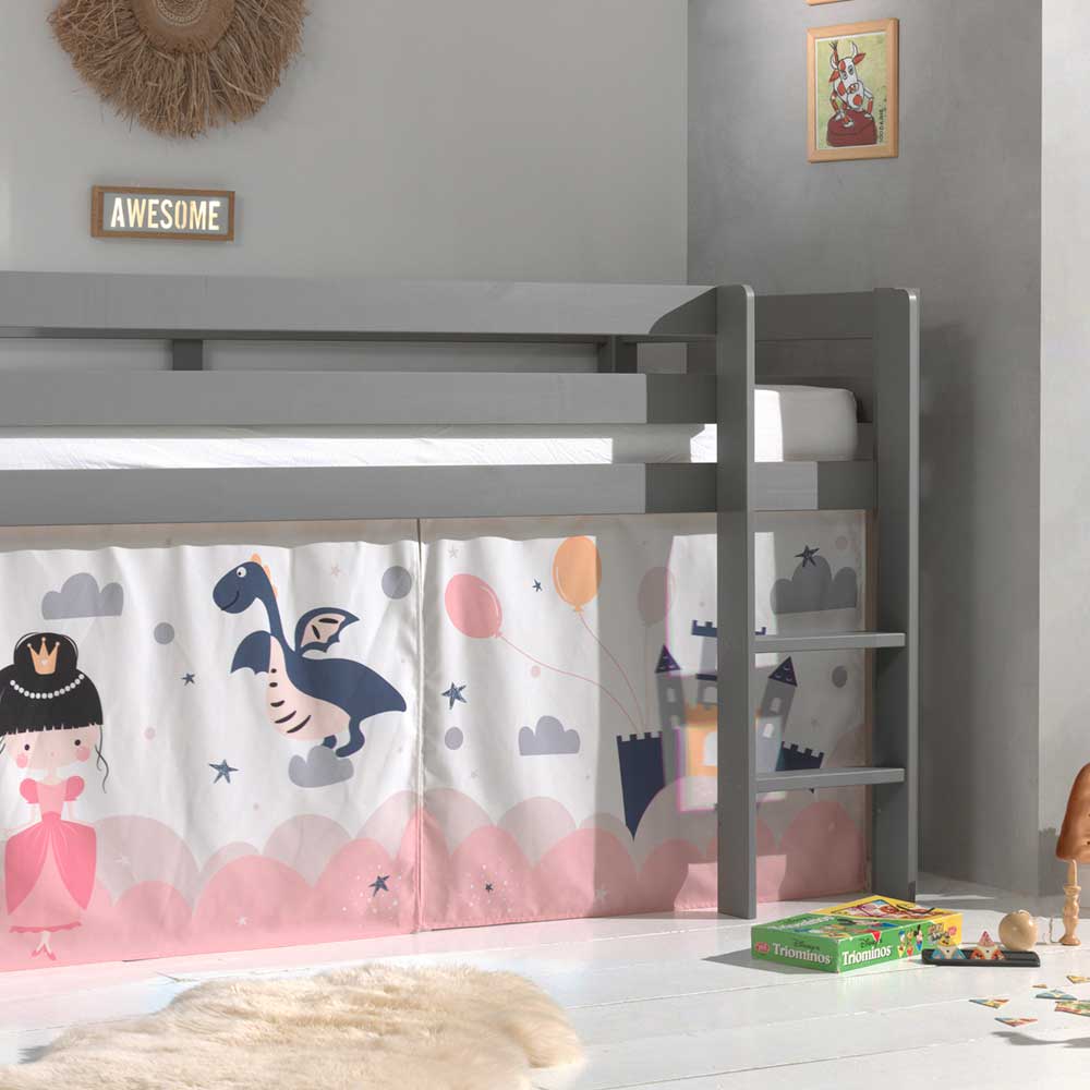 Märchen Kinderzimmer Hochbett in Grau - Uschi