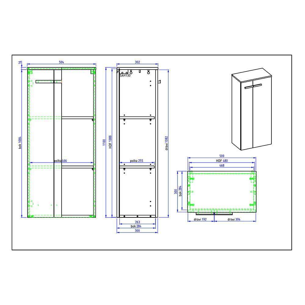 Badezimmer Schrank in Anthrazit & Eiche - Inlenzia