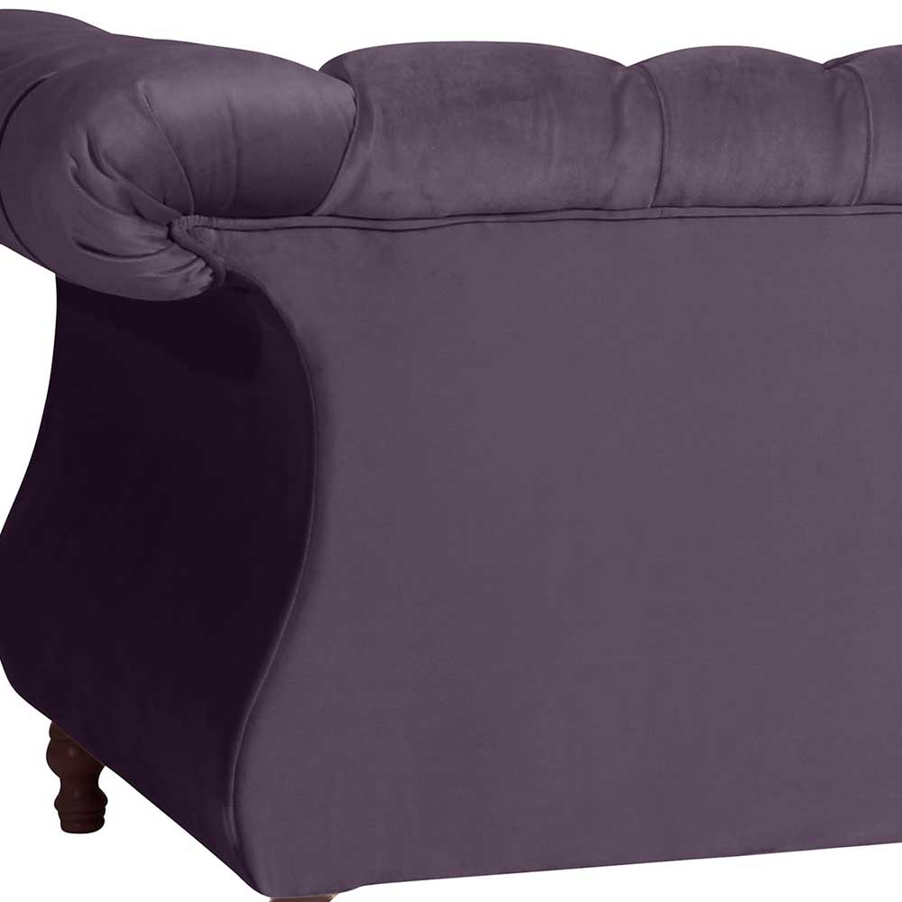 Samtvelours Sofa in Dunkellila - Valbreda