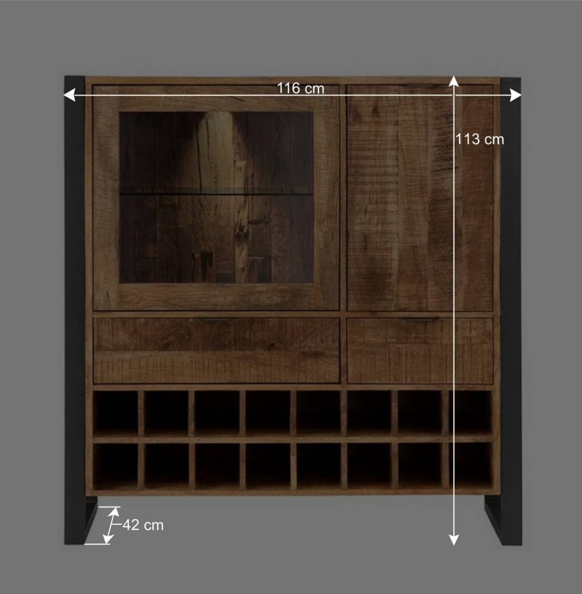 Industrial Barschrank mit 16 Flaschenfächern - Acira