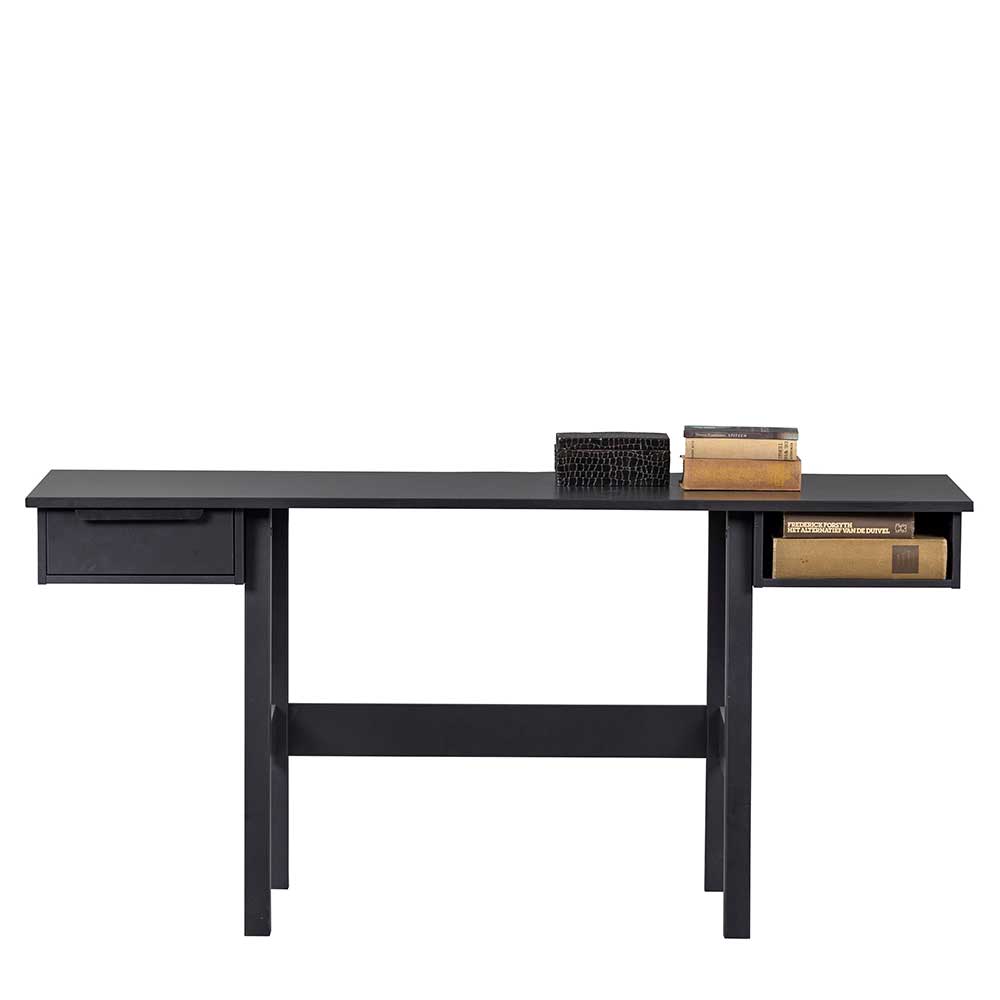 160x75x53 Schreibtisch in Schwarz Kiefer massiv - Arnella