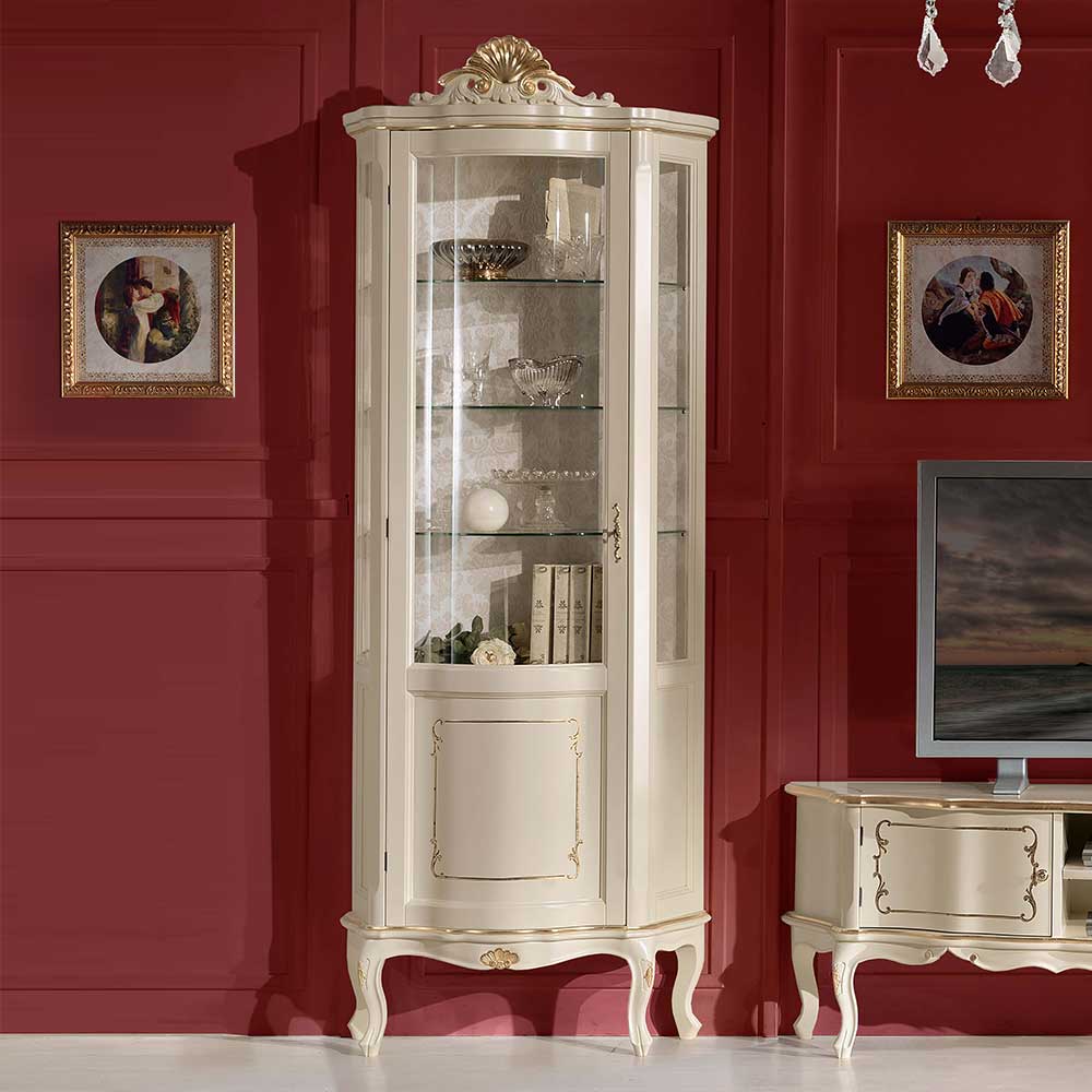 Barockstil Vitrine in Weiß & Gold - Datalera