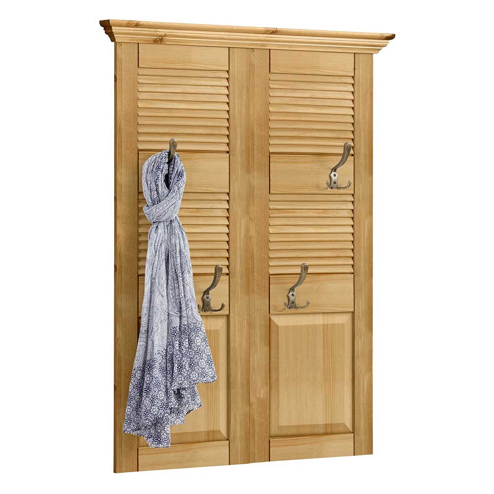 Country Style Wandgarderobe Paneel aus Kiefer - Zavieca