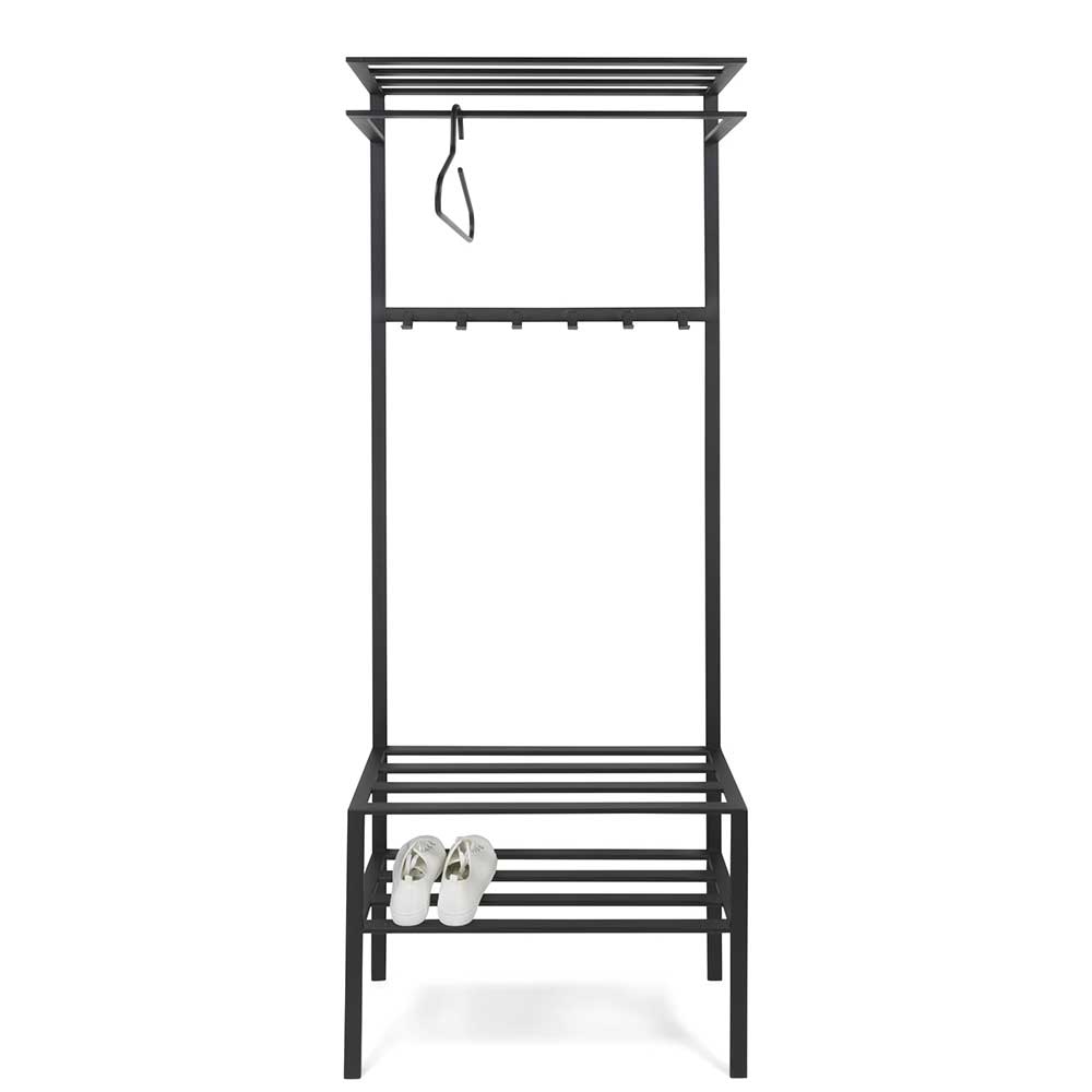 70x178x29 Kompaktgarderobe aus Stahl in Schwarz - Cellja