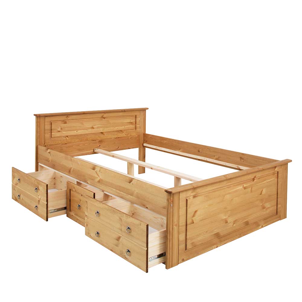 Holz Landhaus Doppelbett in Natur - Imressa