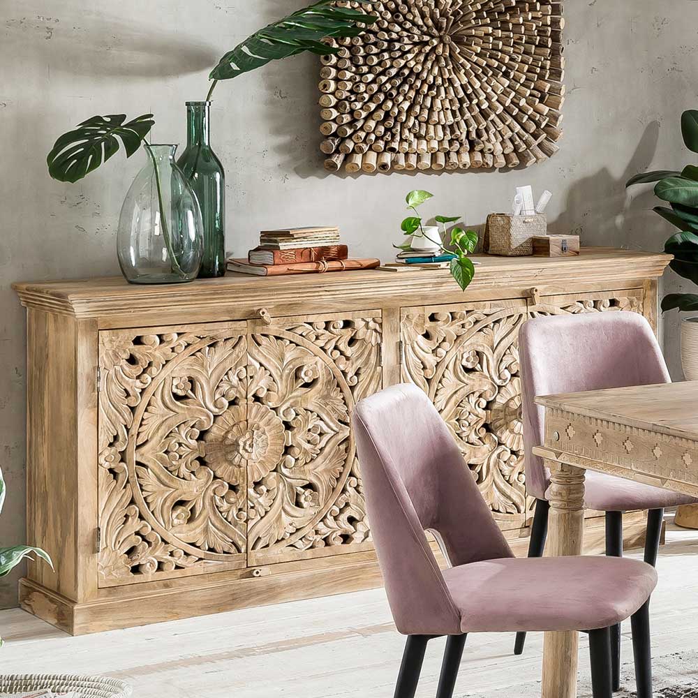 180x90x45 4-türiges Sideboard im Ethno Stil - Runiasa